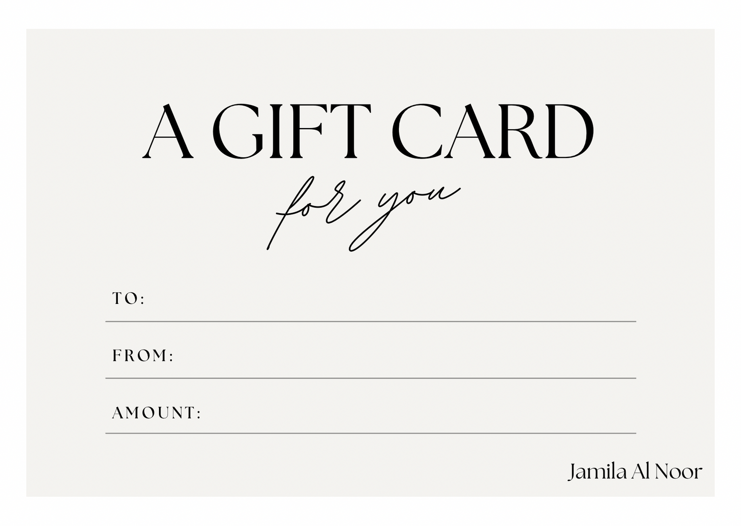 Jamila Al Noor Gift Card